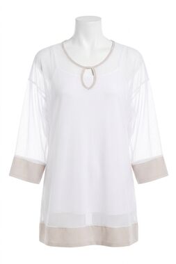 NEW SYMPLI mesh keyhole tunic in white